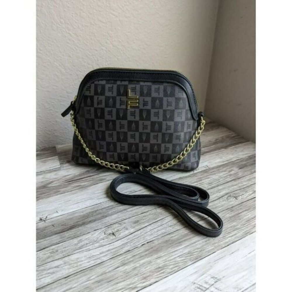 London Fog monogram tulip crossbody bag adjustable strap